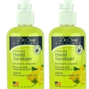 2 DE SOAP BOUTIQUE ADVANCED HAND SANITIZER LEMON TRIPLE ACTION-8 fl oz / 236 ml
